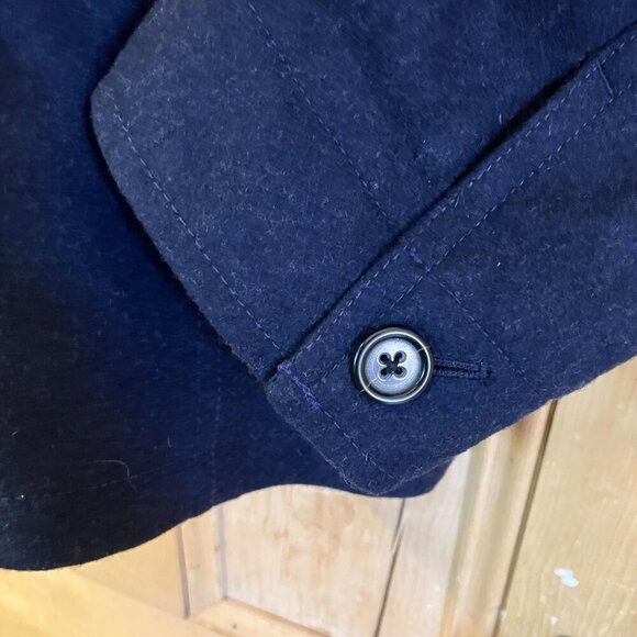 Banana Republic Mens Vintage Y2K Navy Military Peacoat Jacket Large Blue FA EXC - Picture 11 of 12